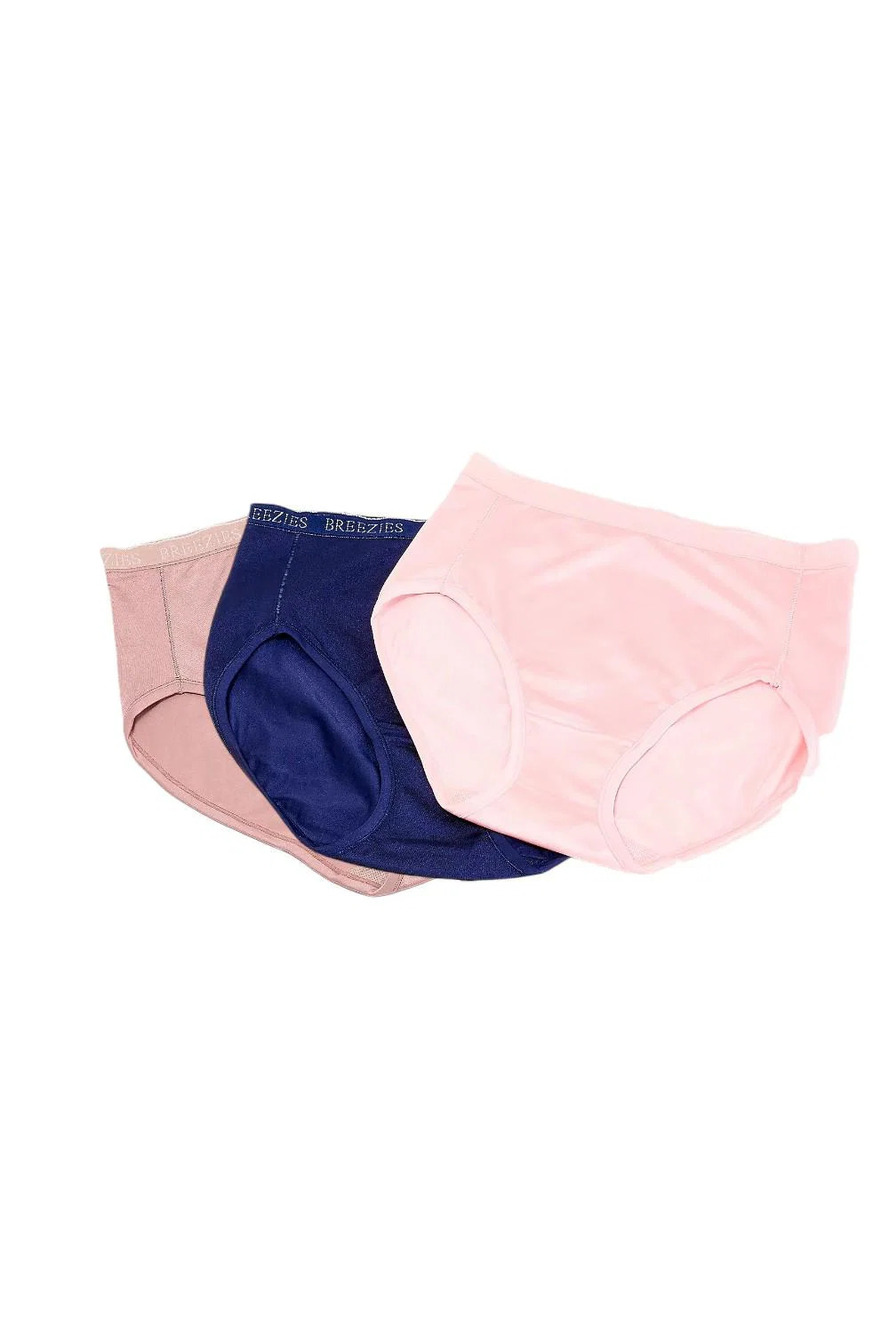 Breezies Women's 3-pack Set Nylon Microfiber Brief Panty Linen - Regular